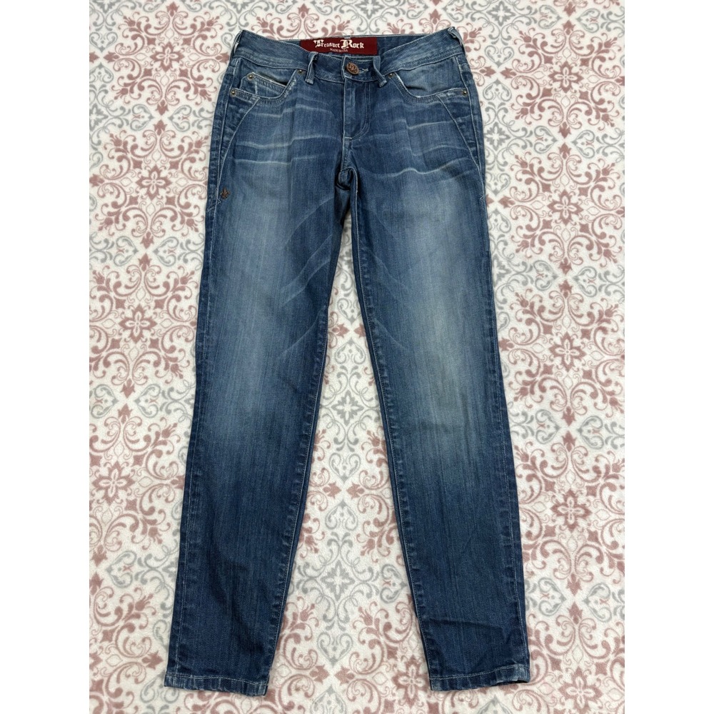 Treasure Rock Womens Blue Denim Slim Straight Jeans Made in USA Size 27 Low Rise